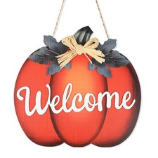 Wooden Pumpkin Sign Wall Decor Front Door Welcome Sign for Thanksgiving