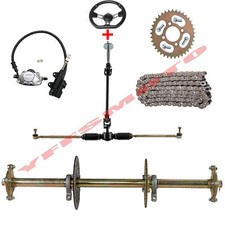 32'' Rear Axle Kit Wheel Steering Tie Rod 420 Chain Brake Assembly Go Kart Trike