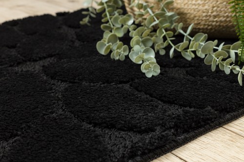 Amazing Modern BATHROOM RUG soft SUPREME STONES antislip plain black - Picture 6 of 10