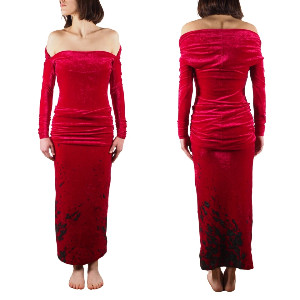 Vestido Vivienne Westwood Anglomania Para Mujer Vintage Rojo Terciopelo Rojo Talla S/Pequeño Foto 2 de 4