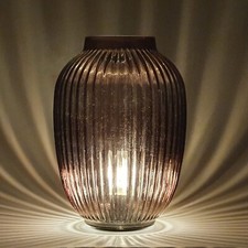 Cello Classic Barrel Glass Lamp Brown | LED Battery Table Light | 2 Sizes