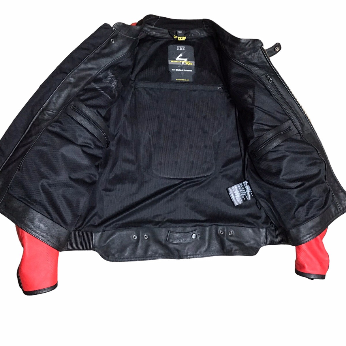 Scorpion Exo Jacket Mens Large Red Black Leather Motorcycle Biker