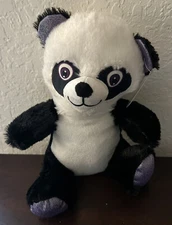 A&A Global Industries 9” Black White & Shiny Purple Panda Plush Collectible Toy