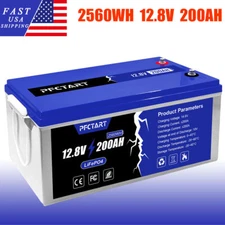 200Ah 12.8V Deep Cycle LiFePO4 Lithium Battery BMS for RV Home Marine Garden US