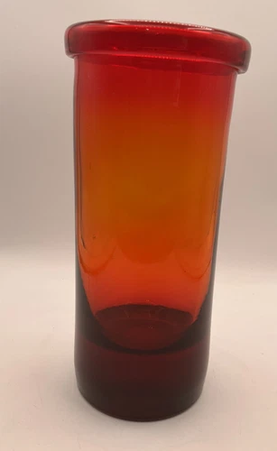 Blenko 659S Tangerine Amberina Roll Top Glass Cylinder 10” RARE Joel Myers MCM