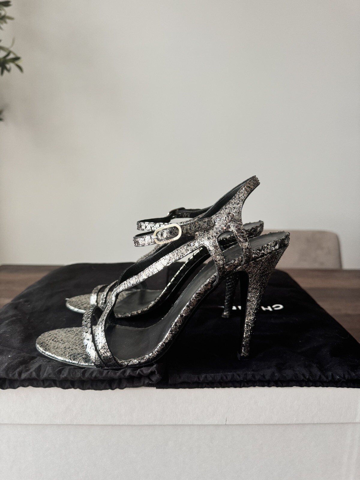 CHANEL - METALLIC PYTHON SANDALS, Size 39 - image 3