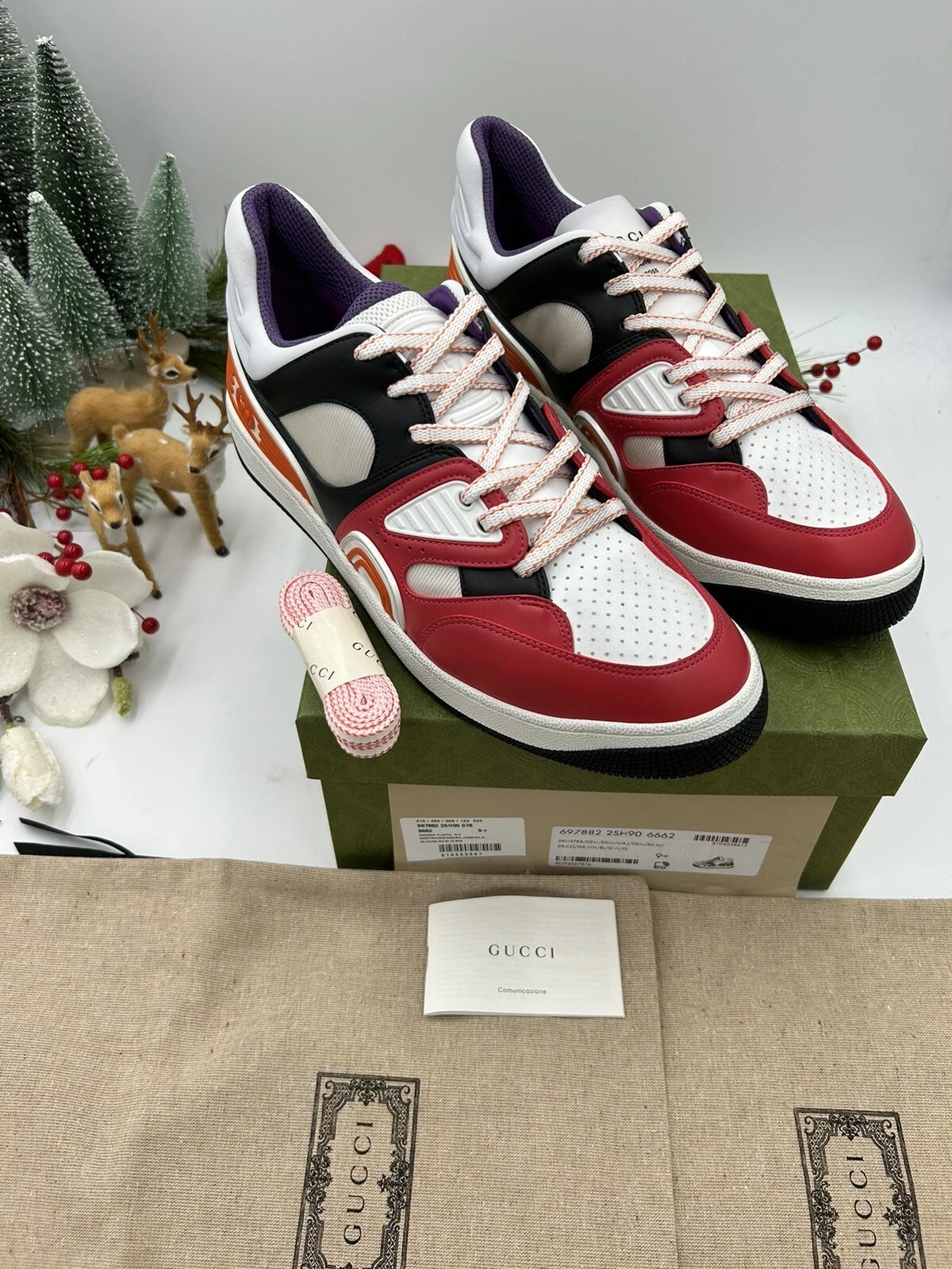 Baskets panier cuir homme Gucci taille 9,5 made in Italy