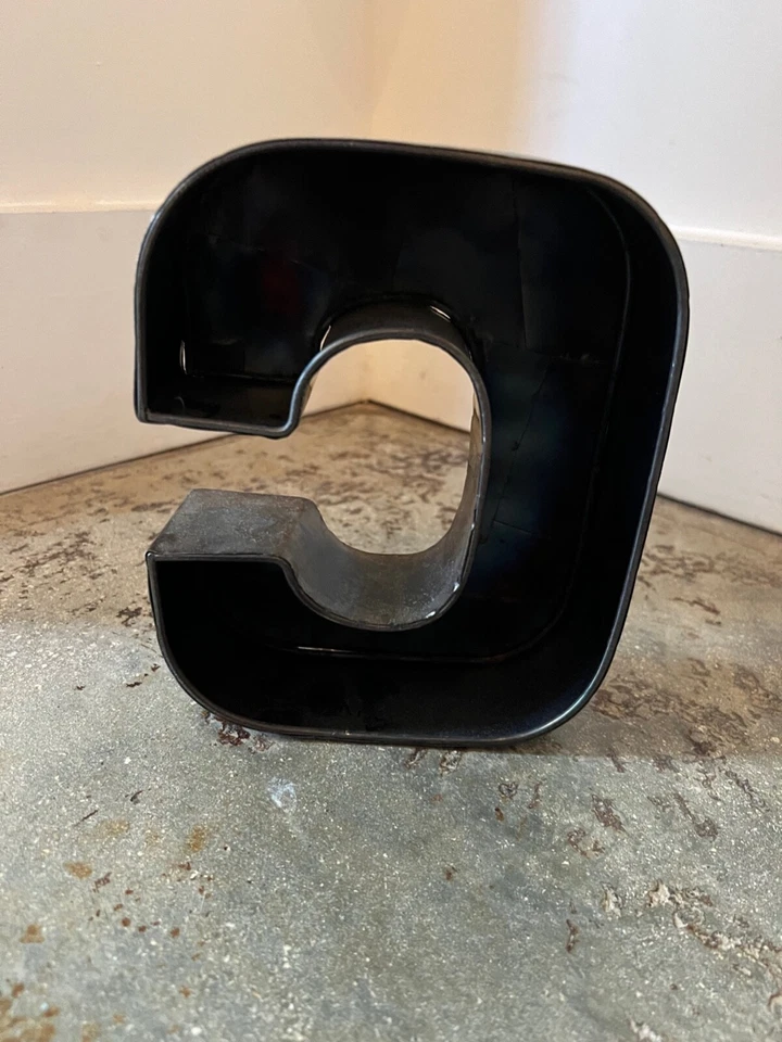 RUSTIC LETTER C - Gunmetal Steampunk Metal Letter Wall Shelf Decor  7 x 5.5" - Image 3 of 4