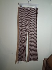 Urban Outfitters Pants Retro Y2K 90s Wave Pattern Flare Leg Brown Size Medium