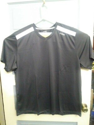 Reebok XXL Black grey Shirt Athletic Wear 100% Polyester w