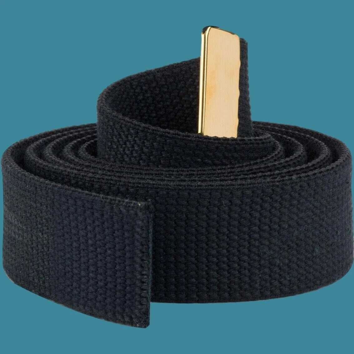 U.S MILITARY BLACK HEAVY WEB BELT WITH BRASS PLATED TIP BELT ONLY USA MADE