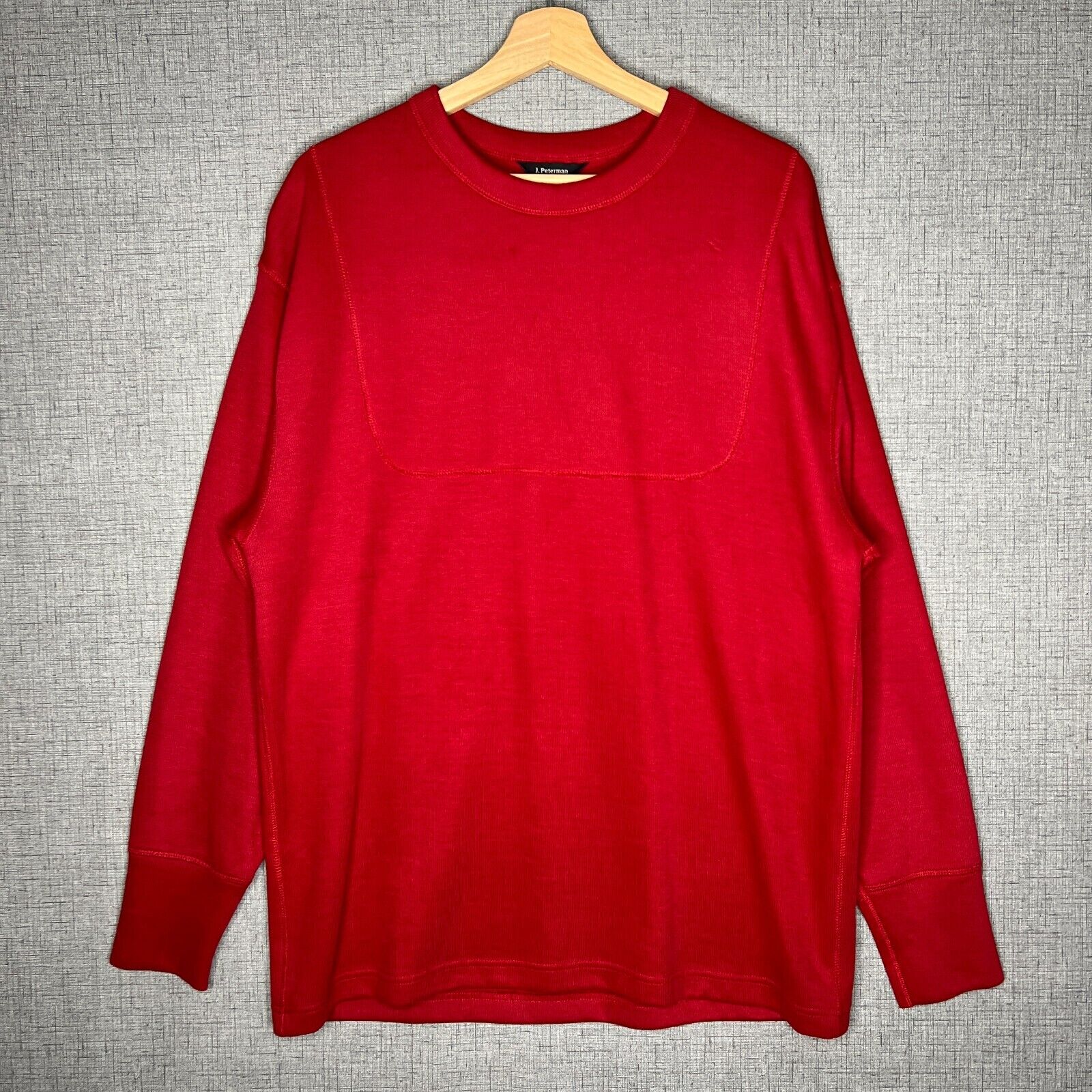 J. Peterman Sweater Men's M Red Pullover 100% Cot… - image 1