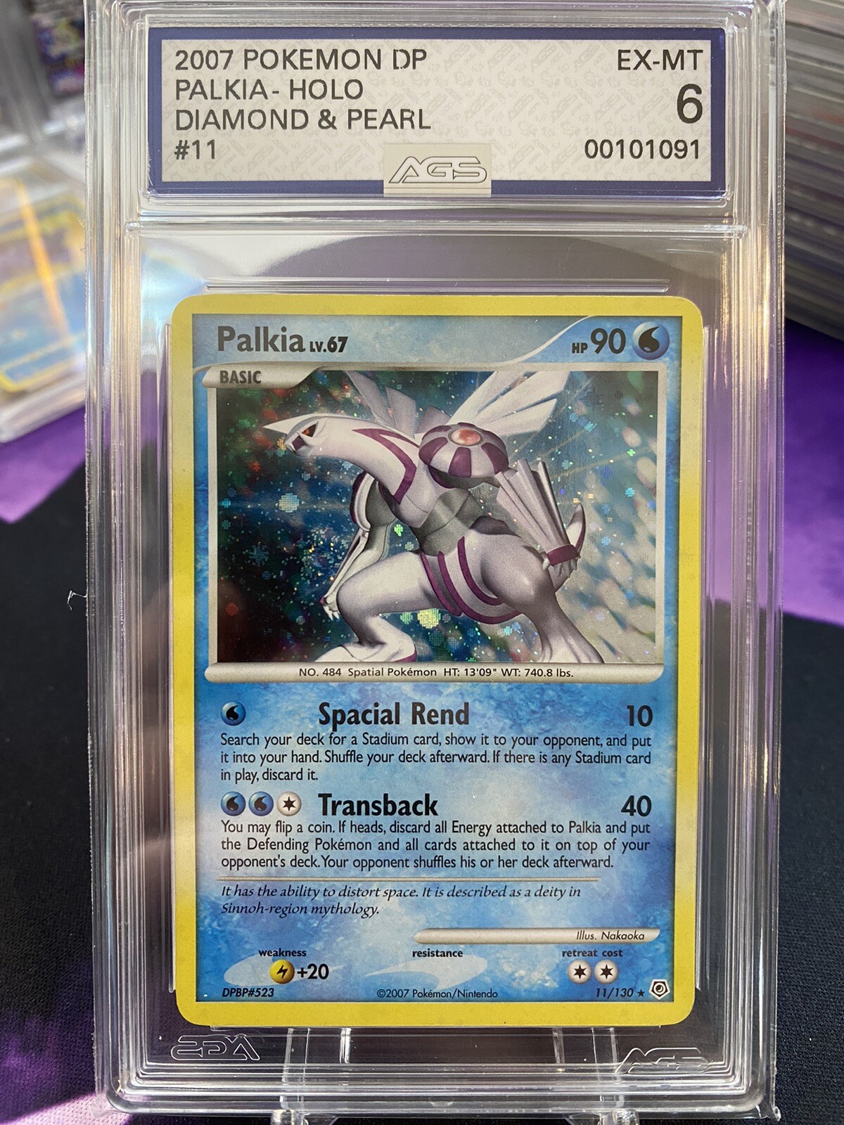 Pok%C3%A9mon+TCG+Palkia+Diamond+%26+Pearl+11%2F130+Holo+Holo+Rare for