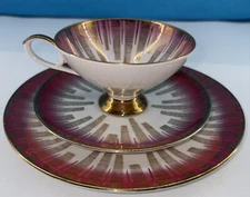 Vintage Bavaria Germany Porcelain Tea Cup & Saucer & Plate, 3 Piece Set #26