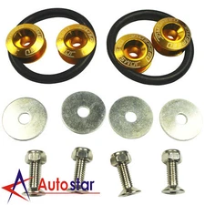 New Gold JDMSPEED Aluminum Quick Release Car Bumper Fender Trunk Hatch Lid Kit