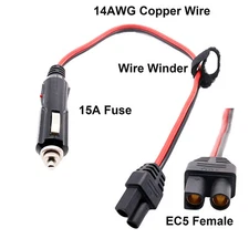 EC5 Female to Cigarette Lighter Car Emergency Battery Charger Power Supply Cable