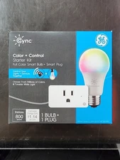 GE Cync Smart Bundle: 9.5 Watt Light Bulb + Plug, Full Color-Tunable White