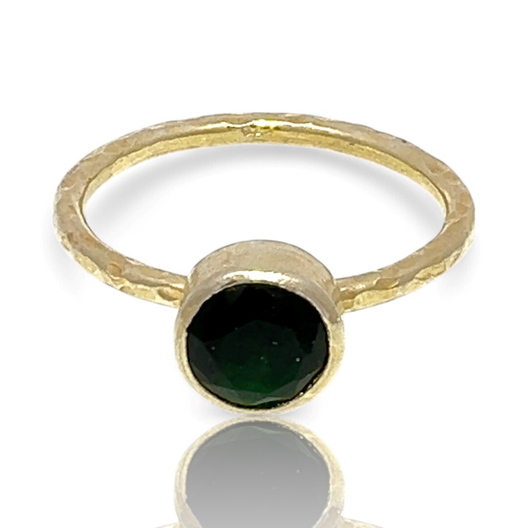 Stackable Sterling Silver Gold-Tone Dark Green St… - image 1