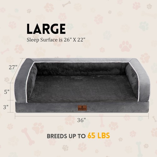 Large Dog Bed Orthopedic Memory Foam Pet Sofa Mattress with Removale Bolsters - Bild 2 von 8