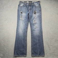 CJ Black Jeans MENS 34W X 34in BLUE GRUNGE BOOTCUT RIPPED DENIM 90s