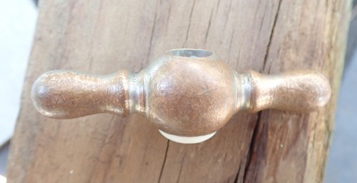 Vintage Set of Hot & Cold Bar Shaped Handle Nickel Plated Brass Porcelain Center - Picture 6 of 7