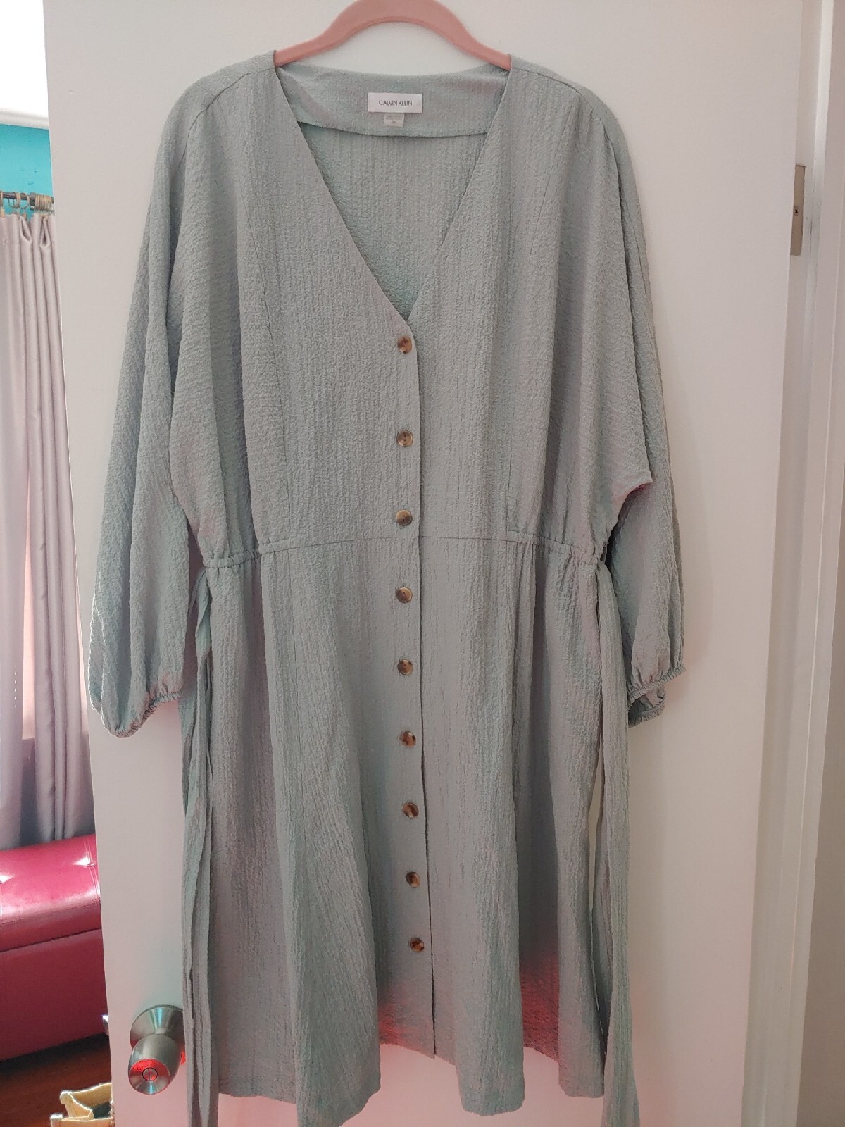 Calvin Klein Seafoam Green Midi Dress Size 14 Gem
