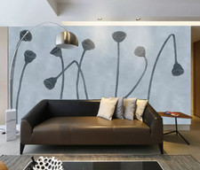 3D Gray Lotus ZHUB13084 Wallpaper Wall Mural Removable Self-adhesive Ann
