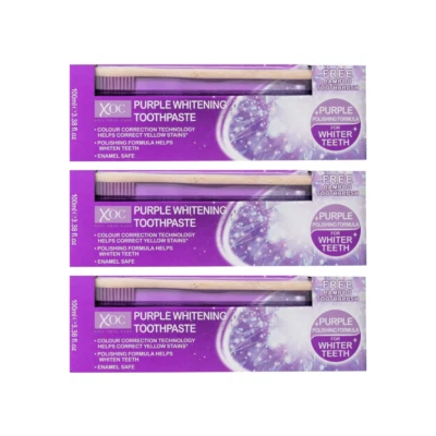 XOC Purple Whitening Toothpaste 100ml + Toothbrush x3