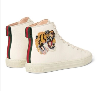 GUCCI Major Sneakers Tiger Embroidery Leather 8US Men /10 Women CHIC