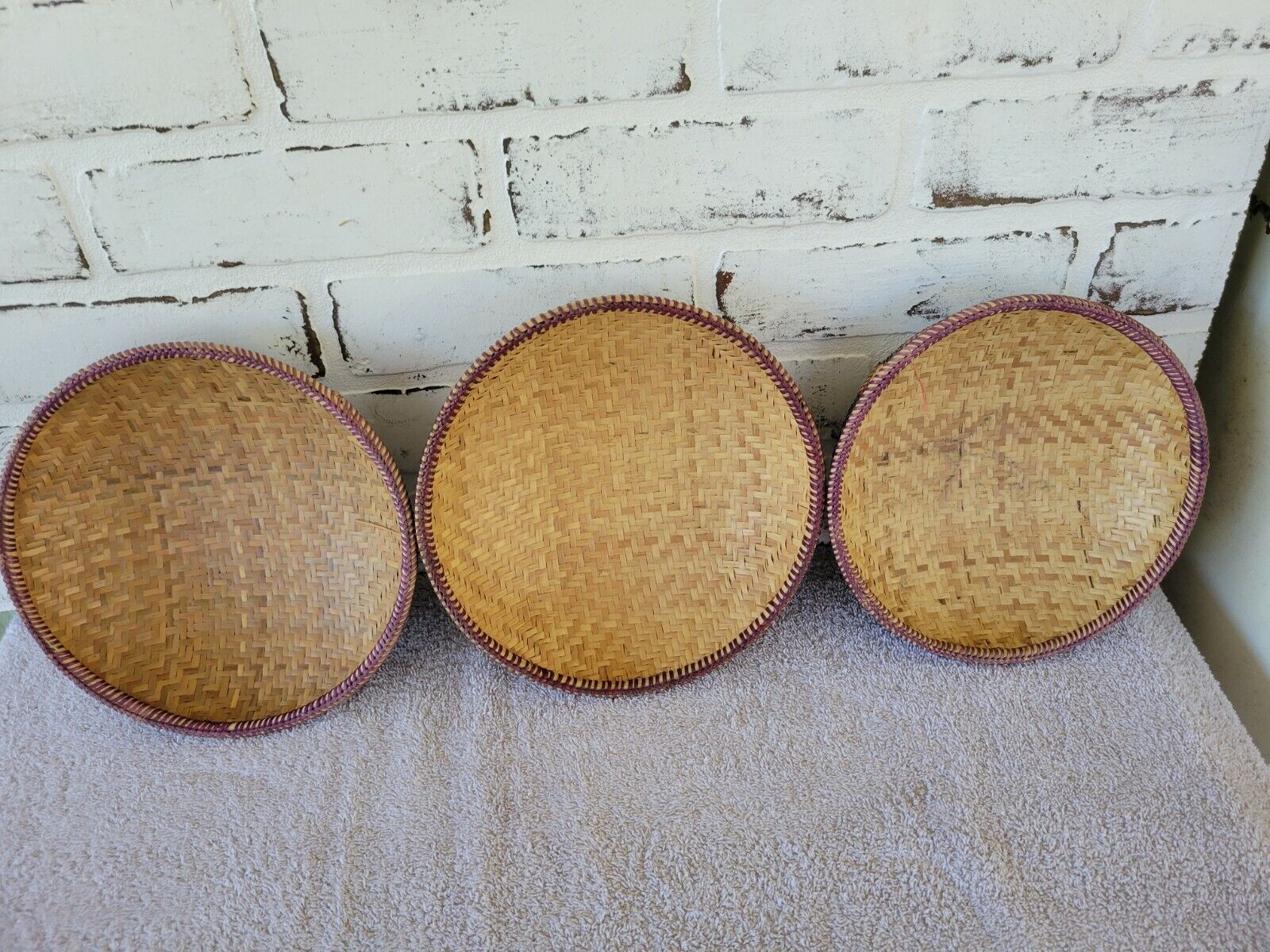 Set Of Deluxe 3 Decorative Wicker Basket House Boh Bowls Tibet Rapid rise Emporium