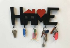 Portachiavi da parete in legno, verniciato colore nero, appendichiavi ingresso