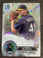 2018 Bowman Chrome Corbin Burnes #BTP-72 Scouts Top 100 Atomic Refractor 150/150