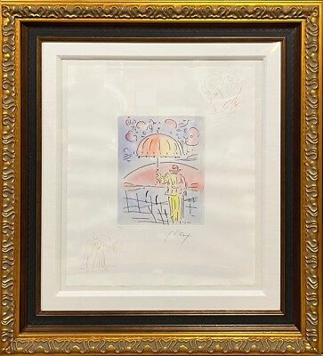 Peter Max Umbrella Man etching with remarks