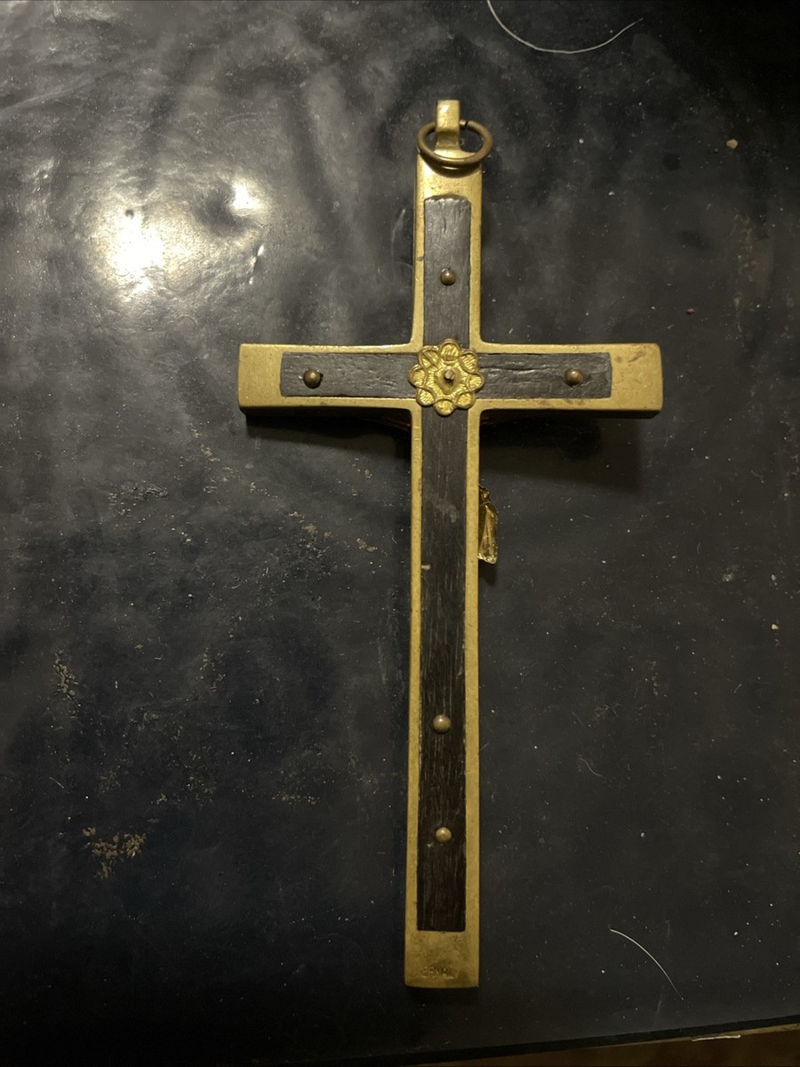 Vintage WWII German Field Chaplin Catholic Pectoral Cross 4” Skull