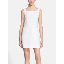 TORY BURCH White Cotton Stretch Pique Sleeveless Square Neck Dress 8