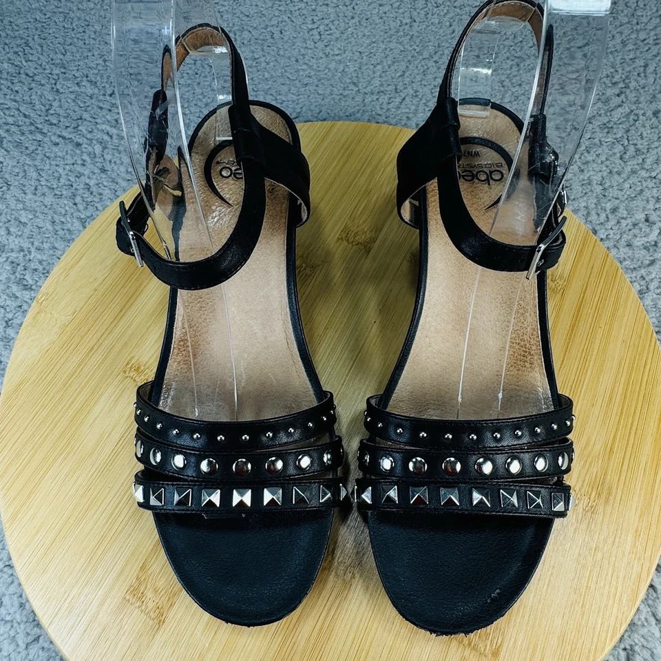 Abeo Biosystem Sandals Womens 7 Black Leather Strapp Strappy Hook Loop - Image 4 of 4