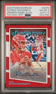 2020 Panini Donruss PATRICK MAHOMES Gridiron Kings Auto 5/5 PSA 8/10 #GKPM 
