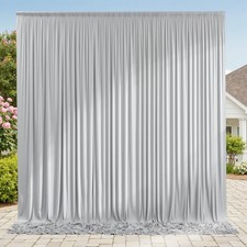 10ftx8ft Wrinkle Free Silver Backdrop Curtain for Parties Thick Polyester Drapes