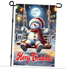Christmas Garden Flag 12x18 Inch Merry Yard Flag Double Sided Christmas Snowman