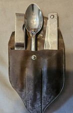 BOY SCOUTS OF AMERICA VTG STAINLESS STEEL FOLDING SILVERWARE SET IN POUCH