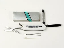 Vintage Mini Key Chain Pocket Knife 3 Function Scissors Knife File Pick Tweezers