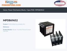 MERSEN/FERRAZ SHAWMUT MPDB69652 Power Distribution Block, (2) 600-2, 1000V