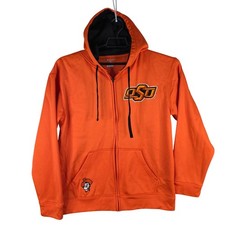 Mens Champion Oklahoma State University OSU Orange Full Zip Hoodie Embroidered M