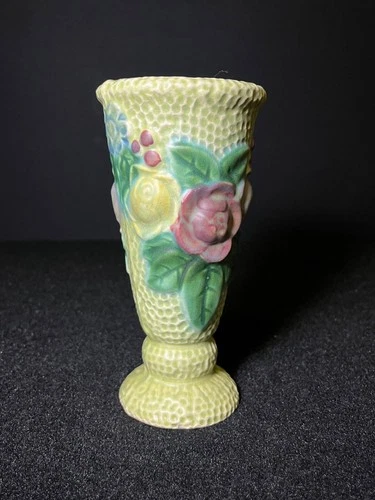 Roseville Pottery Rozane line 1917 pedestal vase 103-6 yellow