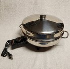 Farberware Stainless Steel Electric Fry Pan Skillet 344A Dome Lid Controller 12"
