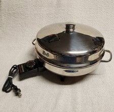 Farberware Stainless Steel Electric Fry Pan Skillet 344A Dome Lid Controller 12"