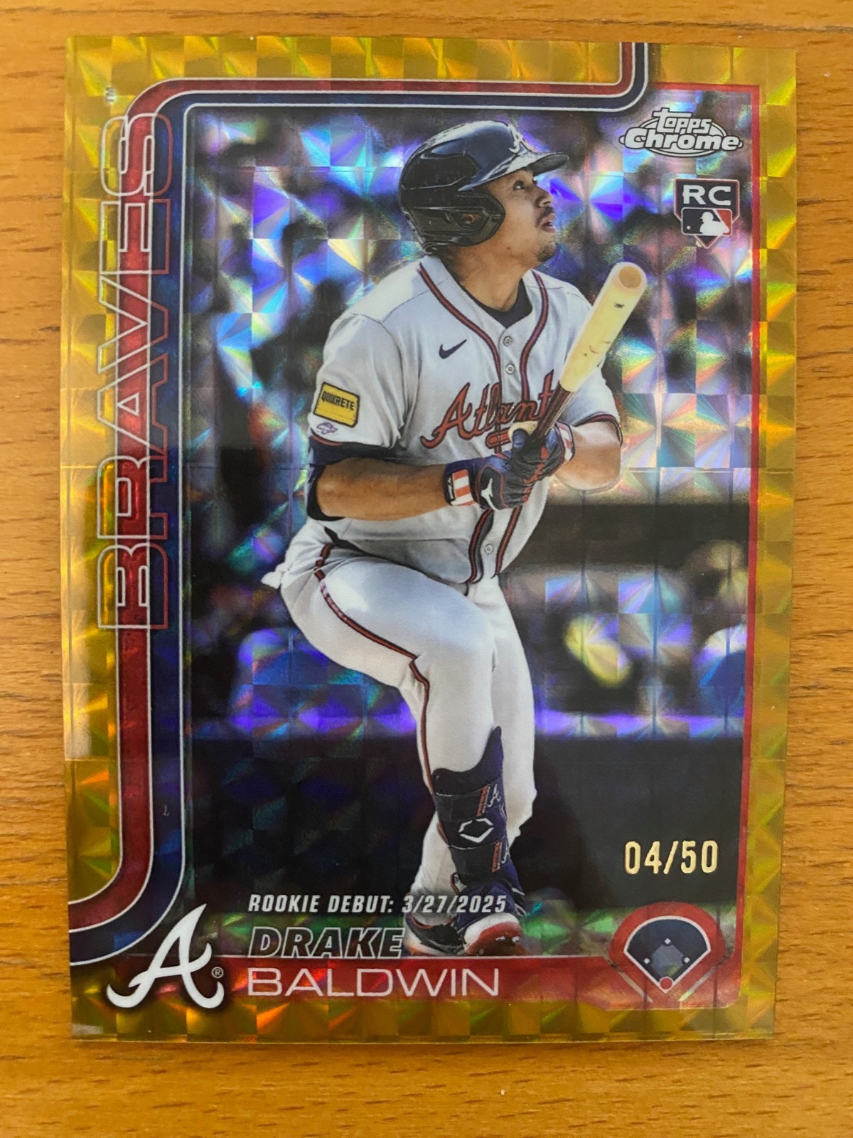 2025 Topps Chrome Update Rookie Debut Drake Baldwin Gold Geometric /50 Braves RC