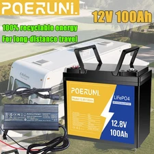12.8V 100Ah LiFePO4 Lithium Battery 100A BMS + Charger 14.6V 20A for RV Off-Grid