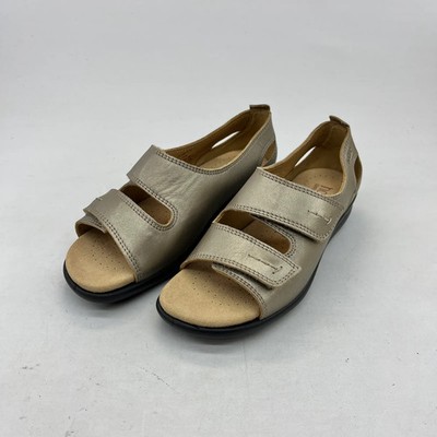 Hotter Florence Sandalen Damen UK5 EEE taupe Leder extra breiter Komfortriemen