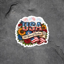 USA 250 Years Sticker Vinyl Decal Patriotic Freedom America Anniversary